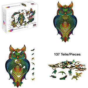 Rainbow Wooden Puzzle Owl (Eule) 137tlg. , , 40,00cm x 0,50cm x 23,00cm (Länge x Höhe x Breite)