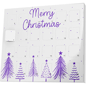 XS Adventskalender Merry Christmas Tanne , Brandt, weiss / violet, Vollkartonhülle, weiss, 1,60cm x 12,00cm x 14,00cm (Länge x Höhe x Breite)