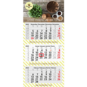 3-Monats-Kalender Profil 3 Recycling Inkl. 4C-Druck , hellgrau rot, Recyclingpapier, 70,00cm x 30,00cm (Länge x Breite)