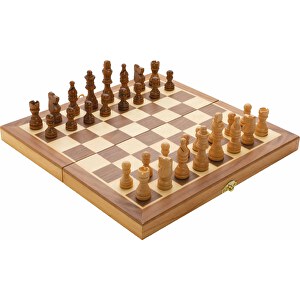 Faltbares Schachspiel Aus Holz, Braun , braun, FSC® Holz, 29,50cm x 2,70cm (Länge x Höhe)
