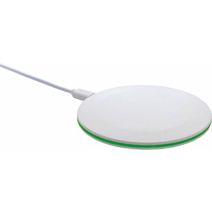 15W-Wireless-Fast-Charger Aus Recyceltem RCS-Kunststoff, Weiss , weiss, ABS - recycelt, 0,60cm (Höhe)