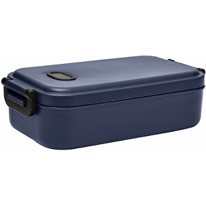 Lunchbox LUNCH TIME , marineblau, Kunststoff / Silikon, 21,00cm x 6,00cm x 11,50cm (Länge x Höhe x Breite)