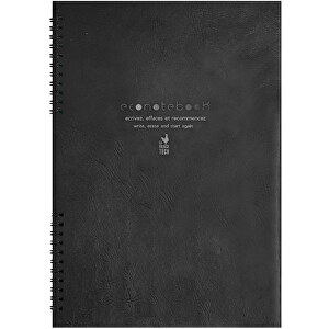 EcoNotebook NA5 Wiederverwendbares Notizbuch Mit PU-Ledercover , schwarz, Recyceltes Papier, PU beschichteter Karton, Metall, 25,00cm x 19,00cm (Länge x Breite)