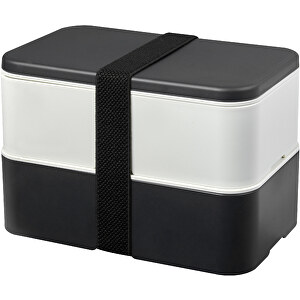 MIYO Renew Doppel-Lunchbox , granitfarben / elfenbeinweiss, 75% PP Kunststoff, 25% Zuckerrohr Biokunststoff, 18,00cm x 11,30cm x 11,00cm (Länge x Höhe x Breite)
