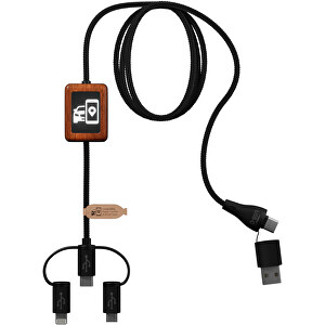SCX.design C46 5-in-1 CarPlay-Kabel Mit Leuchtlogo , schwarz, Recycelter PET Kunststoff, Holz, 17,50cm x 5,50cm (Länge x Breite)