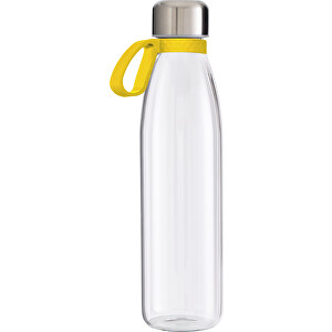 Trinkflasche RETUMBLER-TOULON GLASS , transparent / gelb, Glas, Silikon, recycelter Edelstahl, recyceltes Polypropylen, 26,00cm x 6,90cm x 6,90cm (Länge x Höhe x Breite)