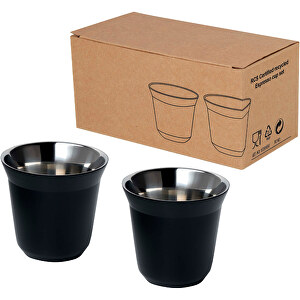 Duo 80 Ml RCS-zertifiziertes Espressotassen Set Aus Edelstahl , schwarz, 91% RCS certified recycled stainless steel, 6,20cm x 6,00cm x 6,20cm (Länge x Höhe x Breite)