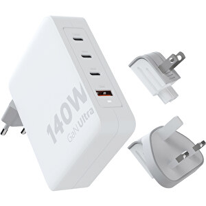 Xtorm XVC2140 GaN Ultra 140 W Reiseladegerät Mit 240 W USB-C PD-Kabel , weiss, Recycelter ABS Kunststoff, PC Kunststoff, 7,60cm x 9,60cm x 3,10cm (Länge x Höhe x Breite)