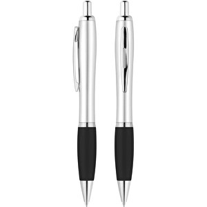 Druckkugelschreiber 'Beta' , silber, schwarz, ABS, 1,41cm (Länge)