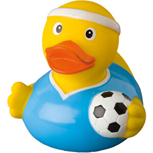 Quietsche-Ente Fußballer , multicolour, Material: PVC, 8,50cm x 7,50cm x 7,50cm (Länge x Höhe x Breite)