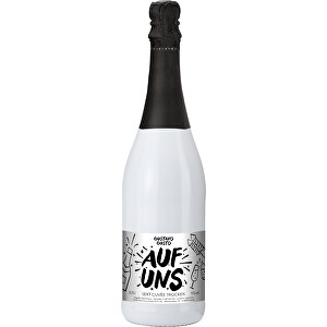 Sekt Cuvée - Flasche Weiss-lackiert - Kapselfarbe Schwarz, 0,75 L , schwarz, Glas, 8,30cm x 30,00cm x 8,30cm (Länge x Höhe x Breite)