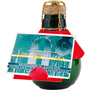 Kleinste Sektflasche Der Welt! Rot Mit Visitenkarteneinschub - Ohne Geschenkkarton , Glas, 7,50cm x 12,00cm x 7,50cm (Länge x Höhe x Breite)