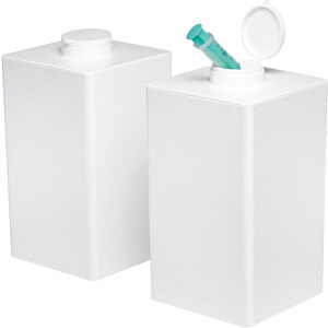 Spritzen-Entsorgungsbehälter , weiß, PS+PP, 1,32cm x 2,46cm x 1,32cm (Länge x Höhe x Breite)
