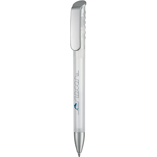 Kugelschreiber Top Spin Frozen SI , Ritter-Pen, weiss-frozen/silber, ABS-Kunststoff, 14,10cm (Länge), Bild 1