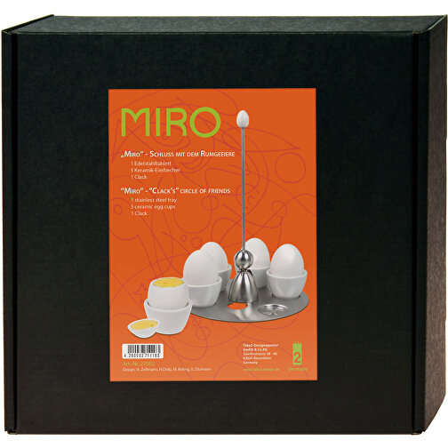 Miro - Clack-Eiertablett-Set , Take2, silber, Porzellan / Edelstahl, 26,00cm x 7,00cm x 21,00cm (Länge x Höhe x Breite), Bild 2