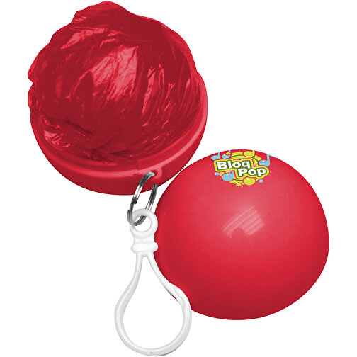 Xina Regenponcho In Ballförmiger Hülle Mit Schlüsselanhänger , rot, PS Kunststoff, PE Kunststoff, , Bild 4