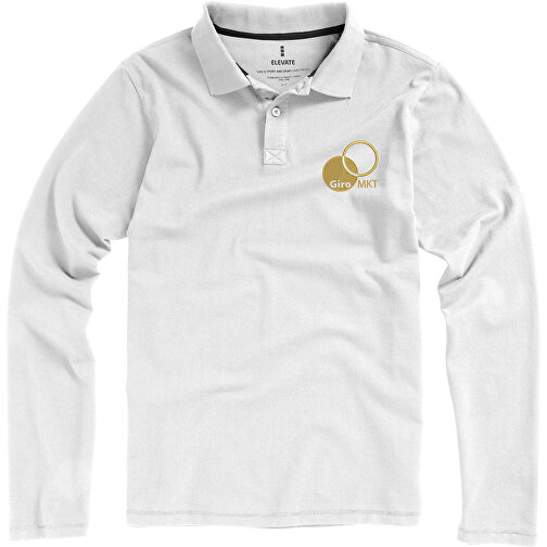Oakville Langarm Poloshirt Für Herren , weiß, Piqué Strick 100% BCI Baumwolle, 200 g/m2, M, , Bild 4