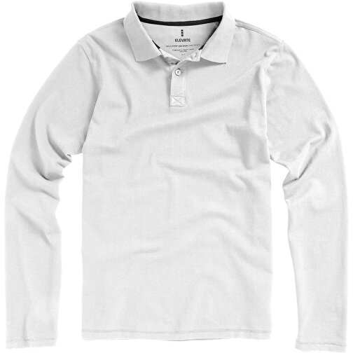 Oakville Langarm Poloshirt Für Herren , weiss, Piqué Strick 100% BCI Baumwolle, 200 g/m2, M, , Bild 6
