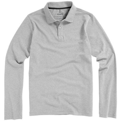 Oakville Langarm Poloshirt Für Herren , grau meliert, Piqué Strick 90% Baumwolle, 10% Viskose, 200 g/m2, XS, , Bild 20