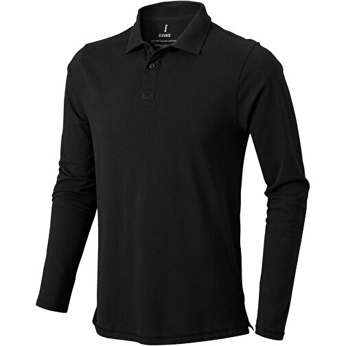 Oakville Langarm Poloshirt Für Herren , schwarz, Piqué Strick 100% BCI Baumwolle, 200 g/m2, L, , Bild 1