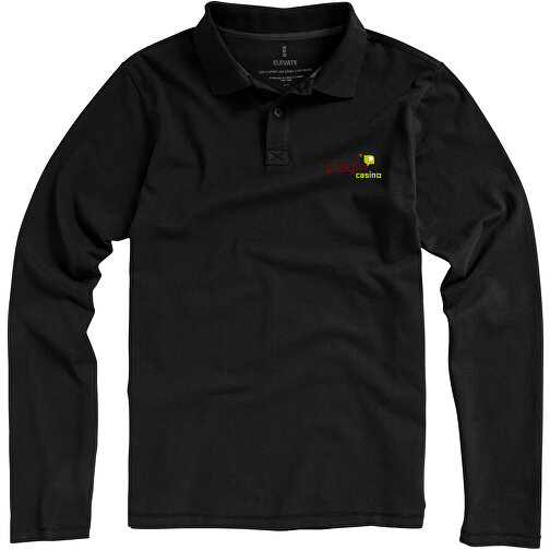 Oakville Langarm Poloshirt Für Herren , schwarz, Piqué Strick 100% BCI Baumwolle, 200 g/m2, L, , Bild 2