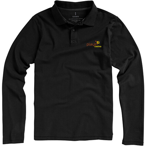 Oakville Langarm Poloshirt Für Herren , schwarz, Piqué Strick 100% BCI Baumwolle, 200 g/m2, L, , Bild 4