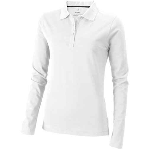 Oakville Langarm Poloshirt Für Damen , weiß, Piqué Strick 100% BCI Baumwolle, 200 g/m2, M, , Bild 1