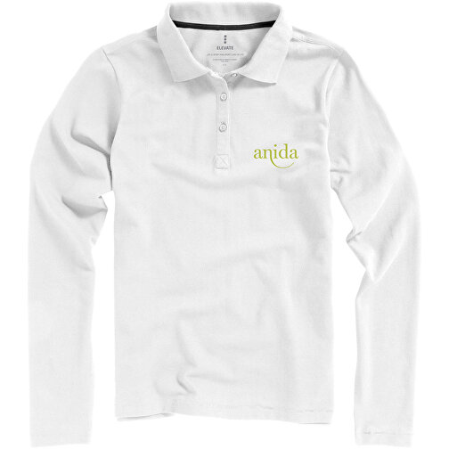 Oakville Langarm Poloshirt Für Damen , weiß, Piqué Strick 100% BCI Baumwolle, 200 g/m2, L, , Bild 2