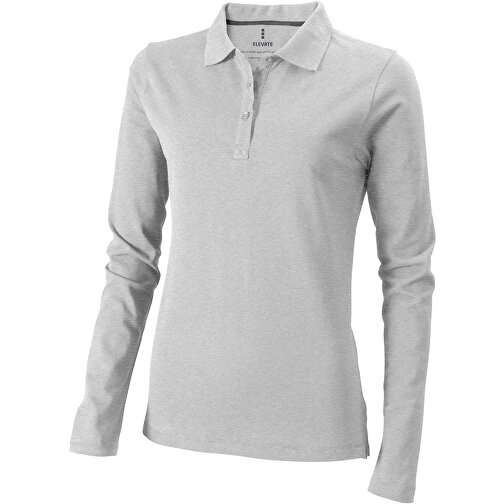 Oakville Langarm Poloshirt Für Damen , grau meliert, Piqué Strick 90% Baumwolle, 10% Viskose, 200 g/m2, XS, , Bild 1