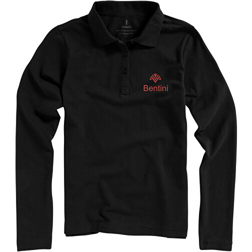 Oakville Langarm Poloshirt Für Damen , schwarz, Piqué Strick 100% BCI Baumwolle, 200 g/m2, L, , Bild 4
