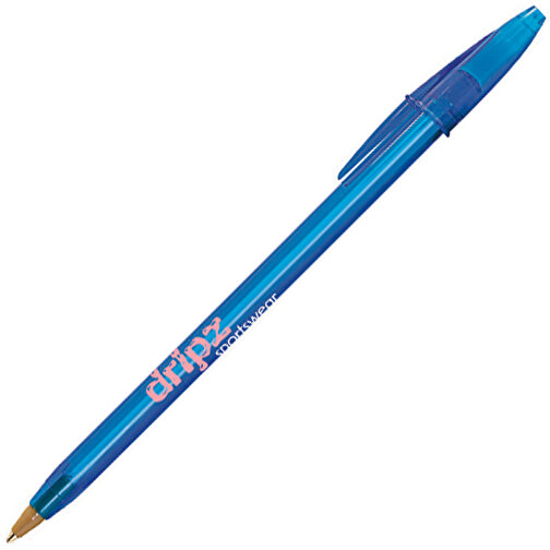 BIC® Style Clear Kugelschreiber , BiC, transparent blau, Kunststoff, 14,90cm x 1,20cm (Länge x Breite), Bild 2