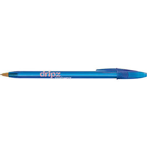 BIC® Style Clear Kugelschreiber , BiC, transparent blau, Kunststoff, 14,90cm x 1,20cm (Länge x Breite), Bild 3