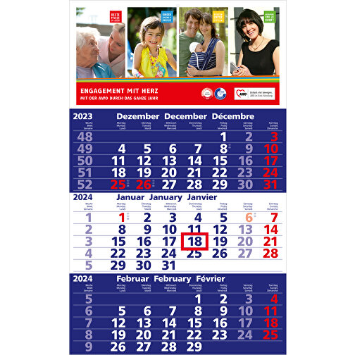 3-Monats-Kalender Solid 3 Bestseller, Dunkelblau , dunkelblau, rot, Papier, 49,00cm x 30,00cm (Länge x Breite), Bild 1
