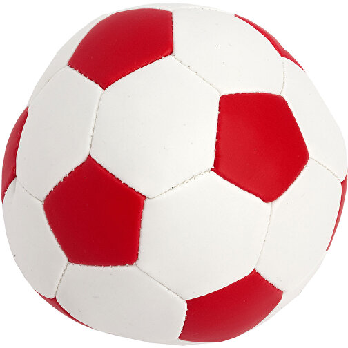 Soft-Fussball , weiss/rot, Material: Polyurethan, Füllung: Polyesterfasern, 6,50cm x 6,50cm x 6,50cm (Länge x Höhe x Breite), Bild 1