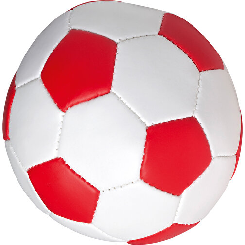 Soft-Fussball , weiss/rot, Polyurethan, Polyesterfasern, 10,00cm x 10,00cm x 10,00cm (Länge x Höhe x Breite), Bild 1