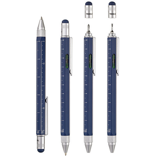 TROIKA Multitasking-Kugelschreiber CONSTRUCTION , Troika, blau, silberfarben, Messing, 15,00cm x 1,30cm x 1,10cm (Länge x Höhe x Breite), Bild 4