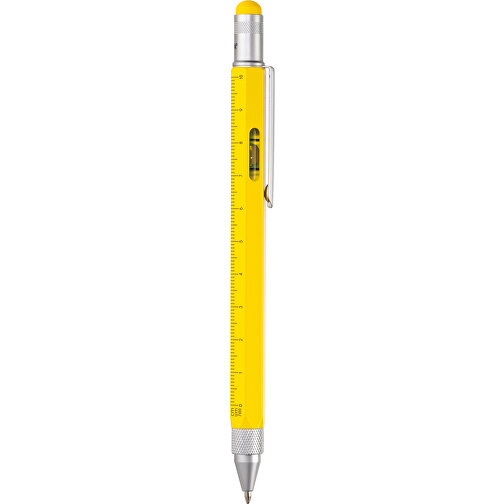 TROIKA Multitasking-Kugelschreiber CONSTRUCTION , Troika, gelb, silberfarben, Messing, 15,00cm x 1,30cm x 1,10cm (Länge x Höhe x Breite), Bild 1