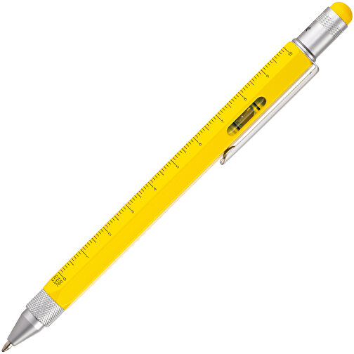 TROIKA Multitasking-Kugelschreiber CONSTRUCTION , Troika, gelb, silberfarben, Messing, 15,00cm x 1,30cm x 1,10cm (Länge x Höhe x Breite), Bild 2