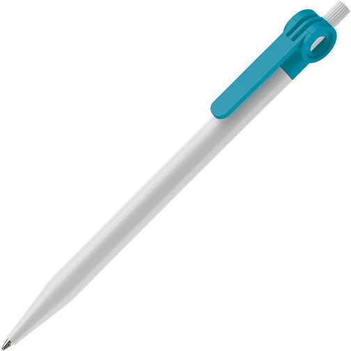 Kugelschreiber Futurepoint Hardcolour , weiß / türkis, ABS, 14,50cm (Länge), Bild 2