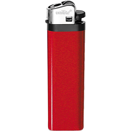 Unilite® U-30 02 Reibradfeuerzeug , Unilite, rot, AS/ABS, 2,30cm x 8,00cm x 1,10cm (Länge x Höhe x Breite), Bild 1