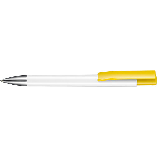 Kugelschreiber STRATOS , Ritter-Pen, zitronen-gelb/weiß, ABS-Kunststoff, 14,50cm (Länge), Bild 3
