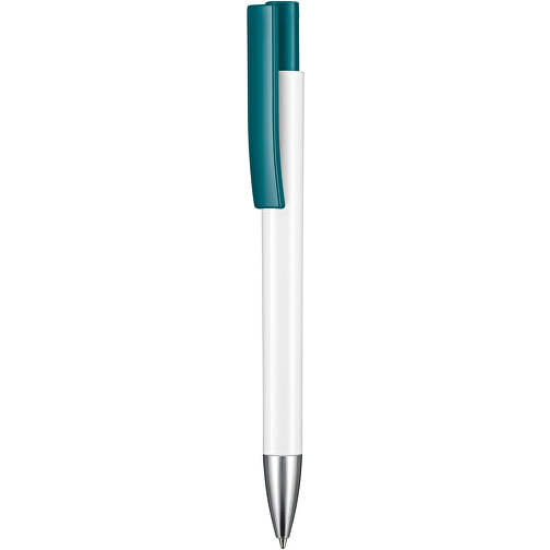 Kugelschreiber STRATOS , Ritter-Pen, petrol/weiß, ABS-Kunststoff, 14,50cm (Länge), Bild 1