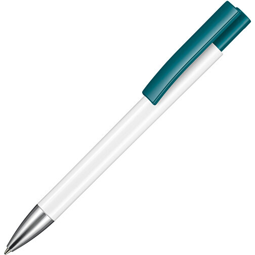 Kugelschreiber STRATOS , Ritter-Pen, petrol/weiß, ABS-Kunststoff, 14,50cm (Länge), Bild 2