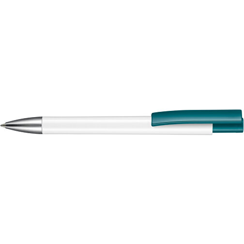 Kugelschreiber STRATOS , Ritter-Pen, petrol/weiß, ABS-Kunststoff, 14,50cm (Länge), Bild 3