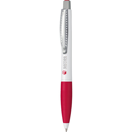 Kugelschreiber CLUB , Ritter-Pen, signalrot/weiß, ABS-Kunststoff, 14,20cm (Länge), Bild 1