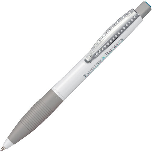 Kugelschreiber CLUB , Ritter-Pen, steingrau/weiß, ABS-Kunststoff, 14,20cm (Länge), Bild 2