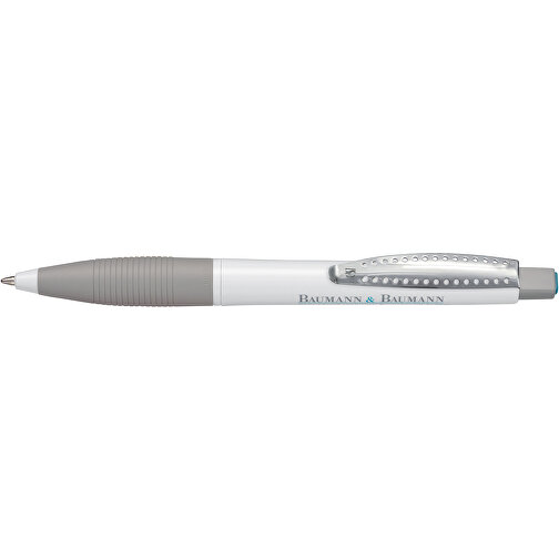 Kugelschreiber CLUB , Ritter-Pen, steingrau/weiß, ABS-Kunststoff, 14,20cm (Länge), Bild 3