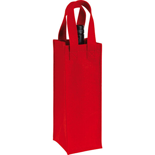 Filz-Flaschentasche CABERNET , rot, Polyester, 29,50cm x 10,50cm x 10,50cm (Länge x Höhe x Breite), Bild 1