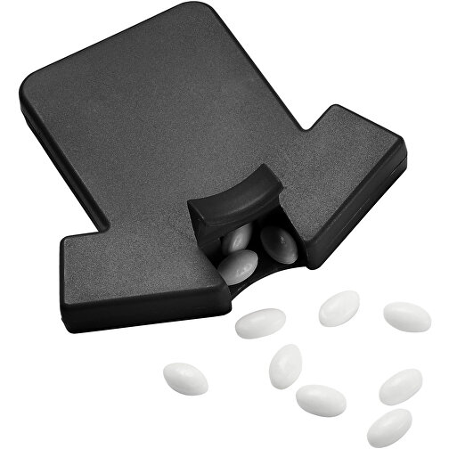 Mint-Spender 'Trikot' , schwarz, Kunststoff, 7,40cm x 0,90cm x 7,00cm (Länge x Höhe x Breite), Bild 1