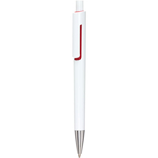 Kugelschreiber MIAMI , rot, weiß, Kunststoff, 14,00cm (Länge), Bild 1
